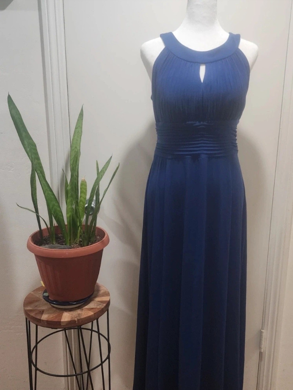 Signature by Sangria Blue Halter Maxi Dress